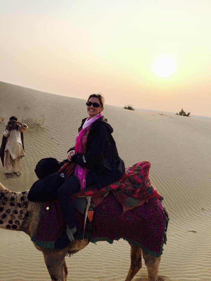 Wendy Perry on a camel